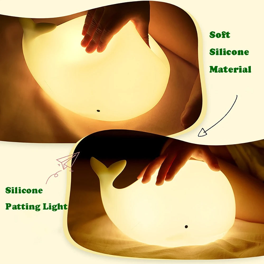 Kids Squishy Whale LED Night Light