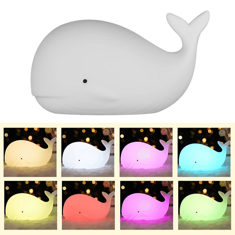 Kids Squishy Whale LED Night Light