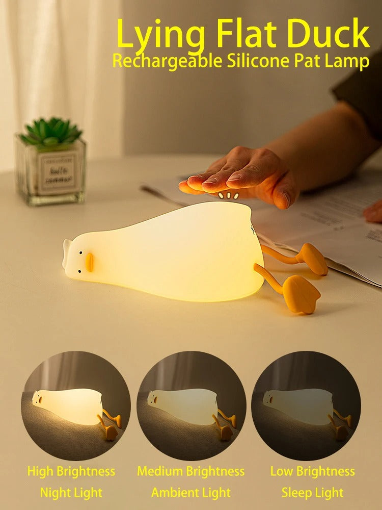 Kids Squishy Lying Flat Duck LED Night Light